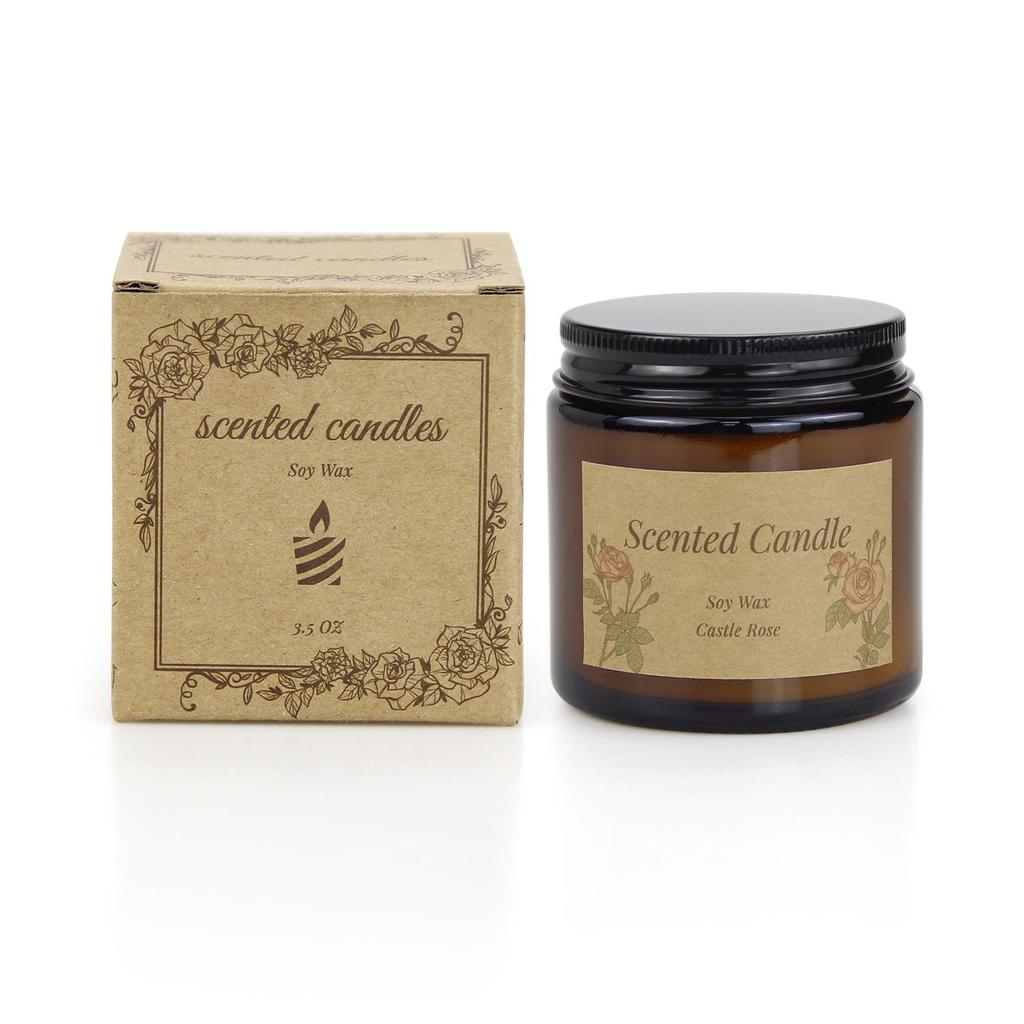 Customized Logo Soy Wax Scented Candle in Small Brown Glass Jar
