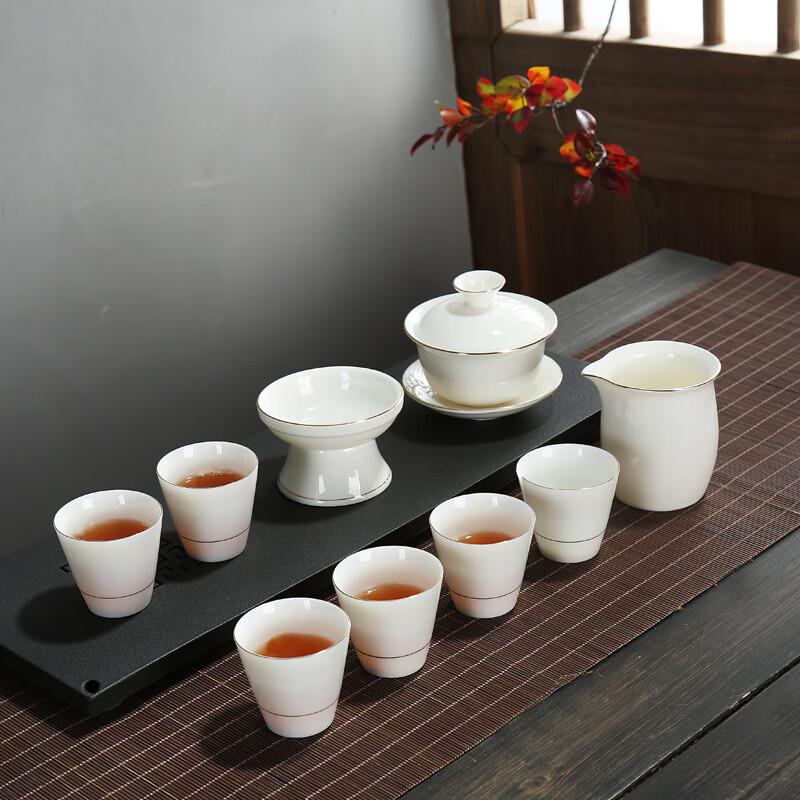 Dehua White Porcelain Gongfu Tea Set with Mutton Fat Jade Finish