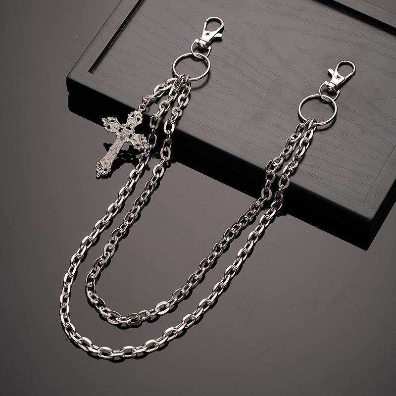 Vintage Cross Double Chain Waist Chain Sweet Cool Style Personalized Jeans Chain Trendy Cool Personality Accessories