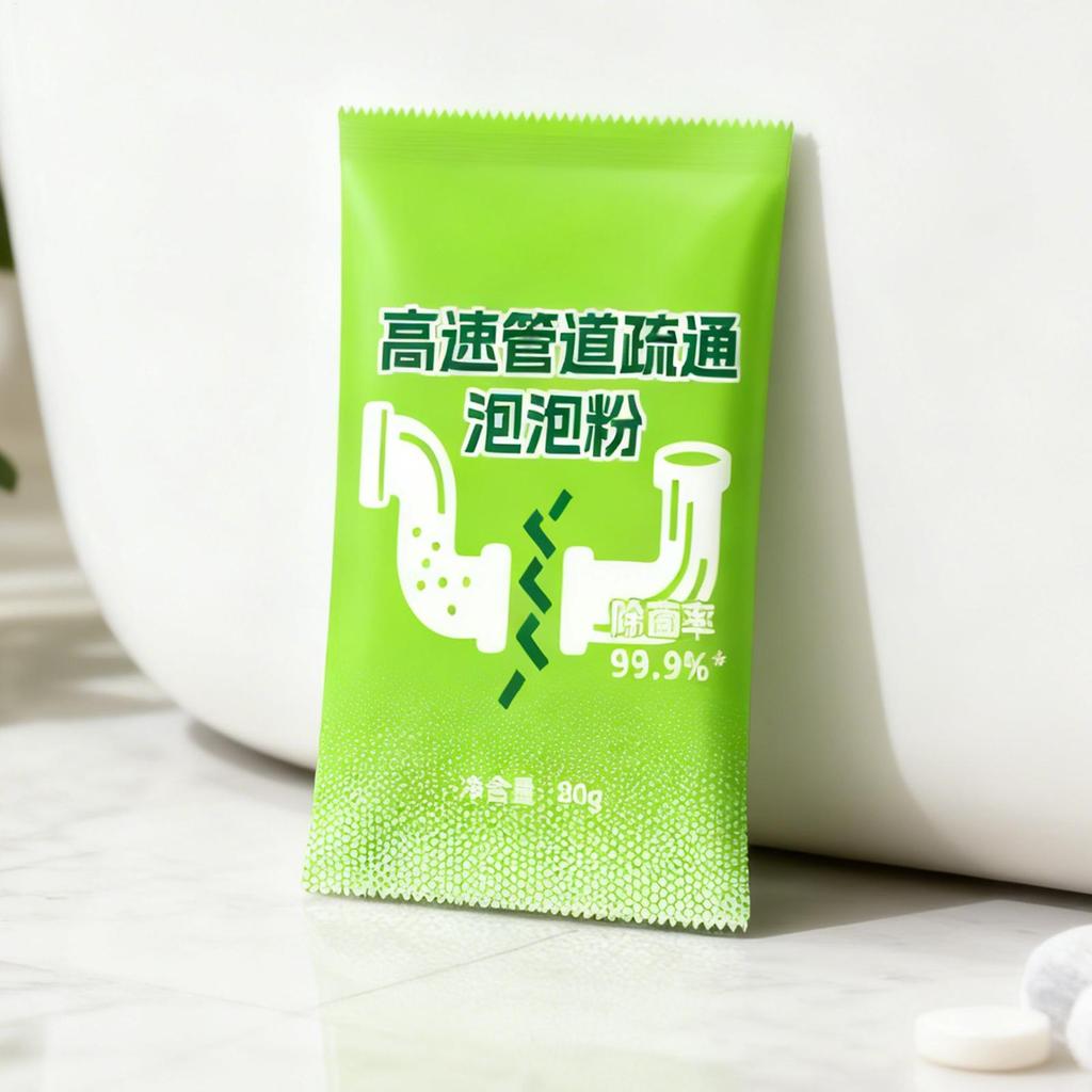 Foaming Drain Cleaner Powder Fast-Acting Clog Remover for Kitchen Sink & Bathtub, Powerful Pipe Declogger Dissolves Hair Grease