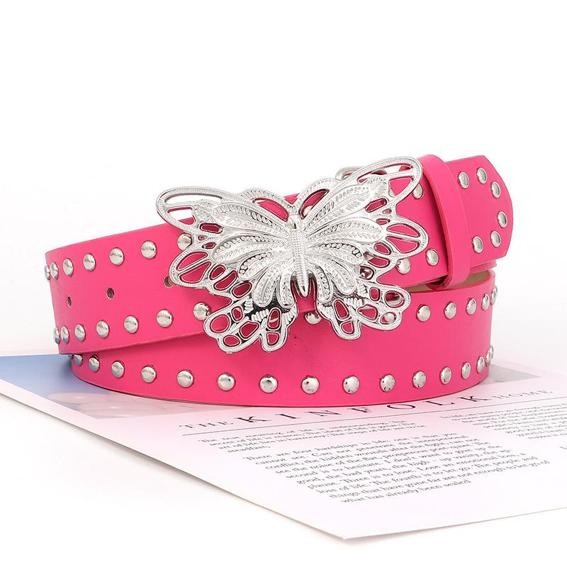 Women S Y2k Butterfly Rivet Belt Hollow Out Waistband Fashion Accessory