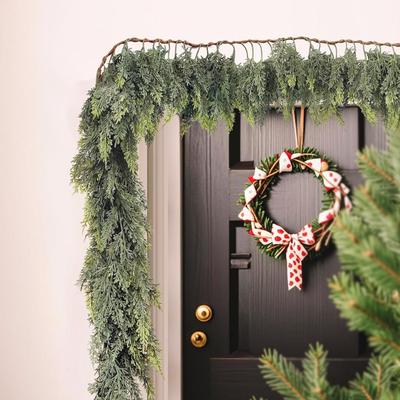 Pine Garland Realistic Artificial Cedar Hanger Real Touch Christmas Greenery Garland for Porch Fireplace Mantel Stairs Farmhouse