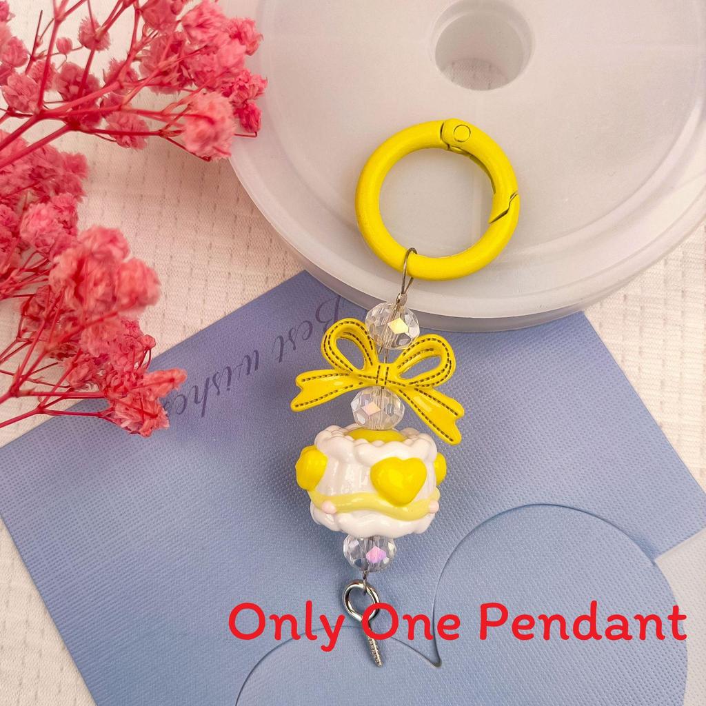 Cute Handdrawn Bead Keychain With Alloy Hook For Bags And Keys