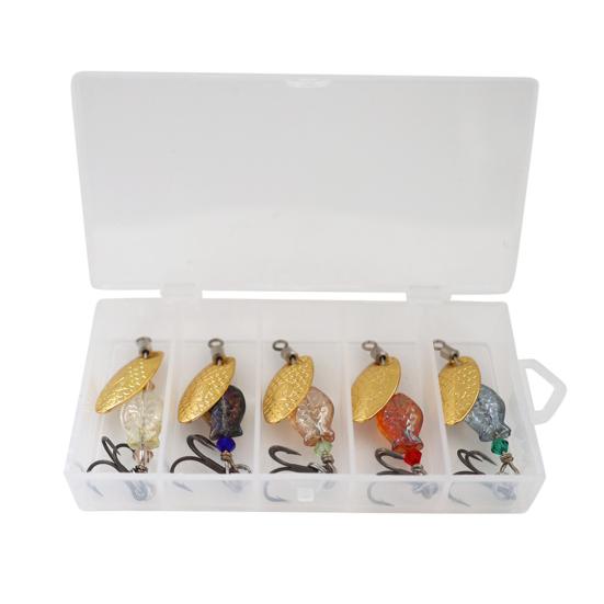 5Pcs Fishing Lure Spinnerbait with Treble Hooks Vibrant Color Compact Portable Fishing Lures Spoon Spinner Baits Kit