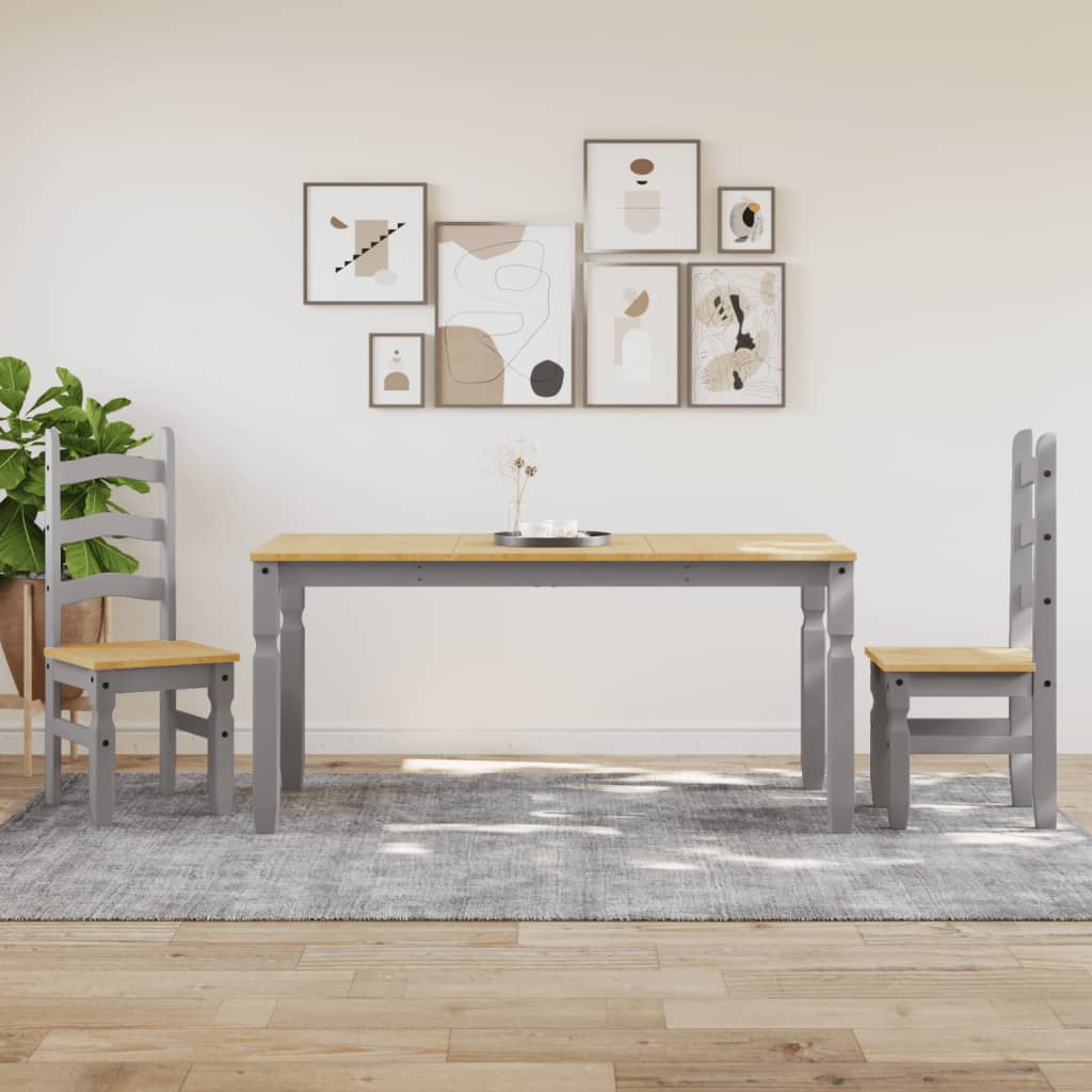 Dining Table Corona Gray 160 x 80 x 75 cm Solid Pine Wood
