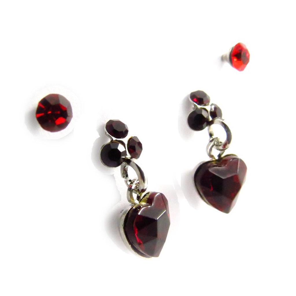 Les Trésors De Lily [J6248] - 2 Pairs of Red 'Sissi' Earrings