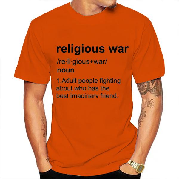 Religious War Men's T Shirt Funny Letter Print Short Sleeve Tees Fashion Graphic Y2k Tops Best Friend Men's Oversized Clothing