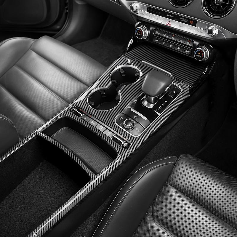 For Kia Stinger 2018- LHD/RHD 3/4PCS Carbon Fiber Style Center Console Dashboard Cover Trim Interior Car Tuning Accessories