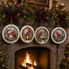 Charming Holiday Tree Accents 2 Pcs Red Bird Christmas Ornaments, 2D Round Acrylic Snowy Scene Classic Keepsake Ornaments Xmas Hanging Decoration for