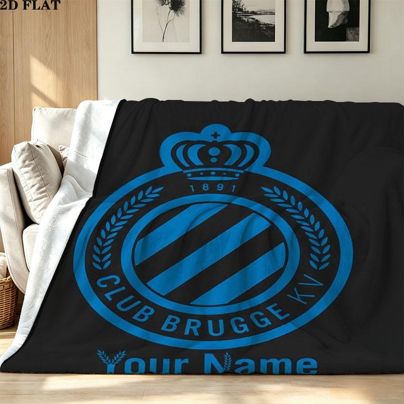 1PC Club Brugge KV Custom Name Patterned Flannel Blanket Suitable For All Seasons for Home Decor Warmth and Comfort Gifts Holiday Present