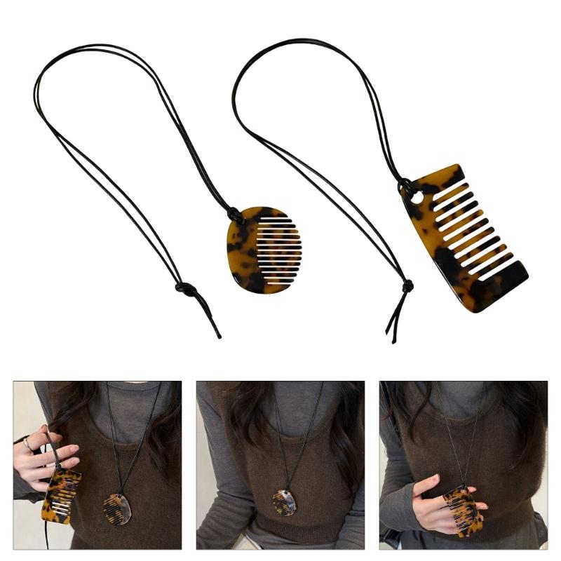 Modische Halskette mit Kammanhänger zum Stylen von Fransen. Tragbares, robustes Schmuckaccessoire aus Acryl für Damen und Herren im täglichen Gebrauch.