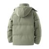 Men's Winter Down Jacket with Detachable Hood - 90% White Duck Down, Solid Color, Versatile Youth Style