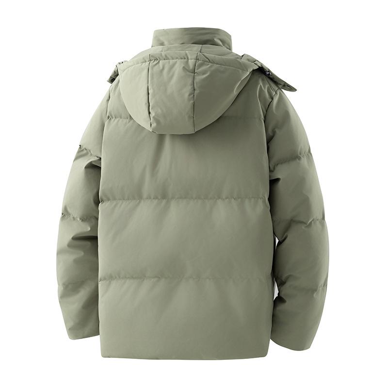 Men's Winter Down Jacket with Detachable Hood - 90% White Duck Down, Solid Color, Versatile Youth Style