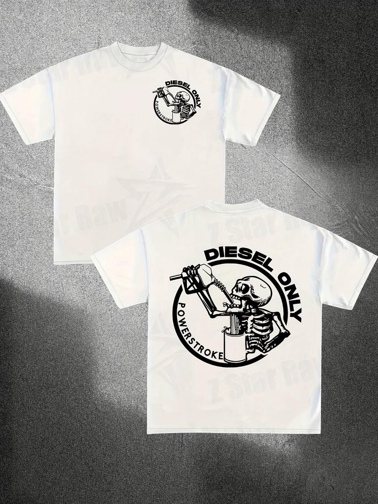 Diesel Only Skull Print T Shirt Men Women Cotton Tees Luxury Brand Short Sleeve High Quality Y2k Tops Men's T-shirt Streetwear