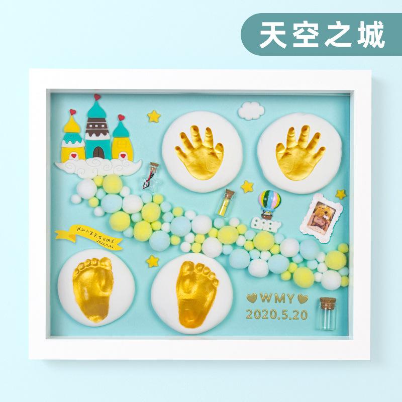 Baby Full Moon Print Mud Lanugo Souvenir Photo Frame Newborn Baby Foot Print One-year-old Hundred-day Gift