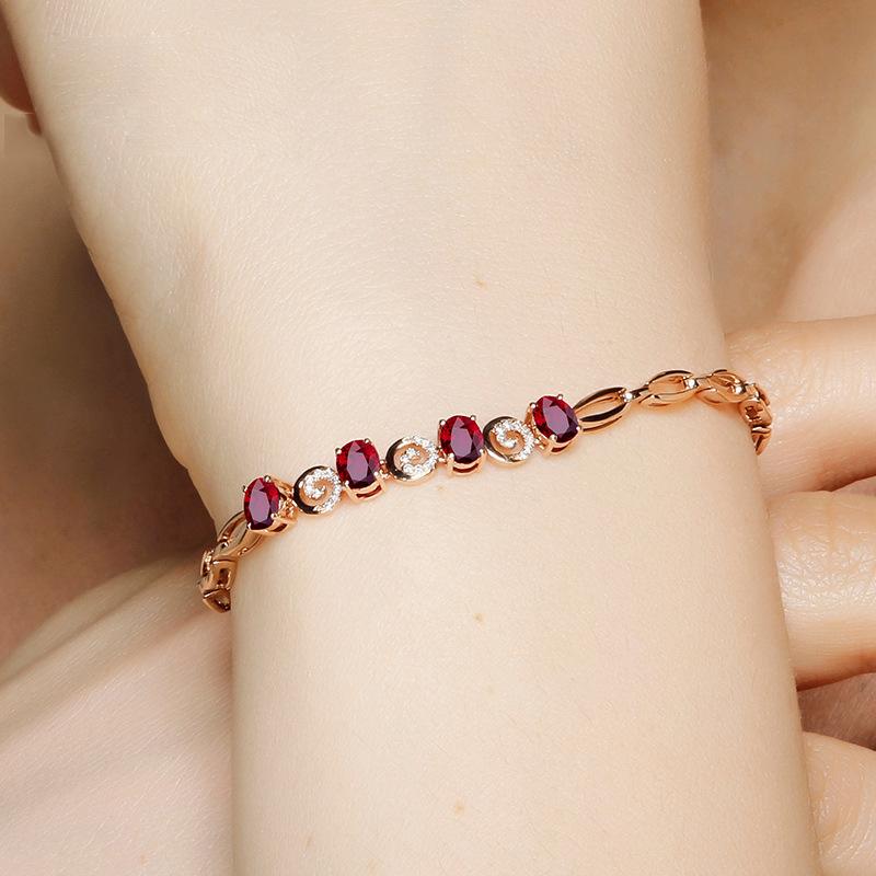 New Seiko Luxury High-end Temperament Pigeon Blood Red Imitation Red Tourmaline Color Treasure Bracelet Women's Hand Jewelry