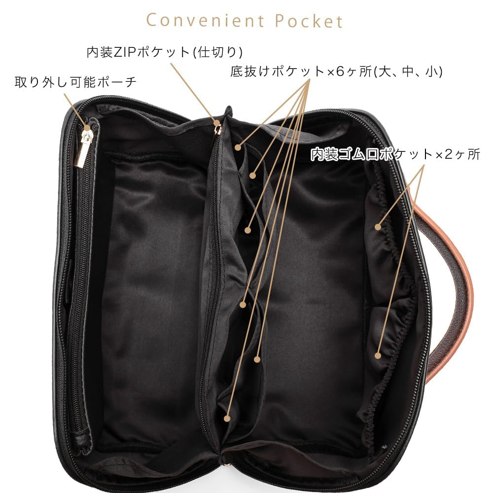 Simple Travel Vanity Pouch for Women and Cosmetics and Cute Vanity Pouch with Black [Rename] Wide-Opening, Lightweight, Adults, Makeup, Storage,