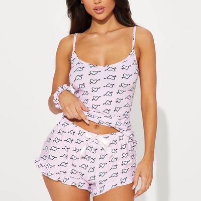 Sexy Pyjama Damen Sommer Herzförmiges Neckholder-Top und Shorts Zweiteilige Hauskleidung