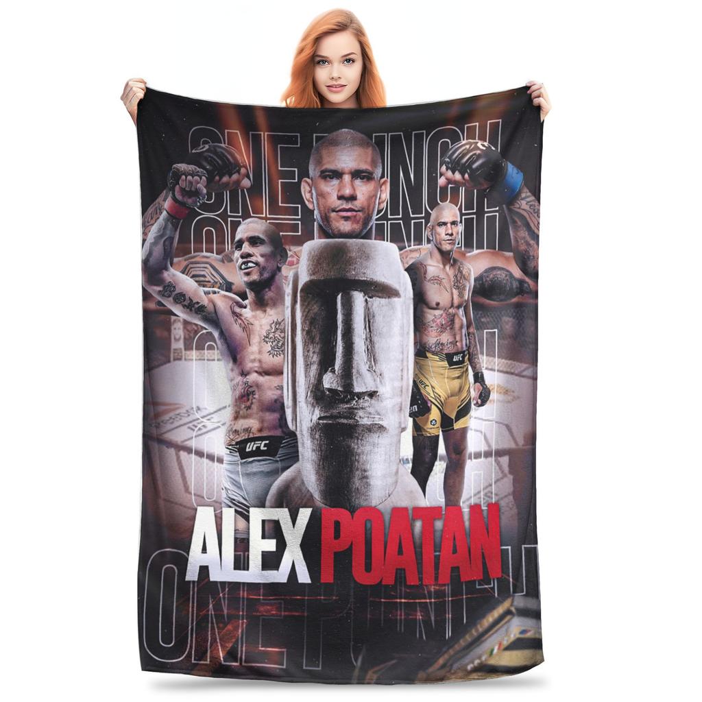 Flannel Throw Blanket Alex Pereira Bootleg Fighter Boxing Warm Plush Blankets Soft Bedding for Bed Living Room Home Travel Couch