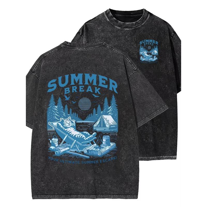 Vintage Washed Printing Men Clothes Fashion Loose Tops Creativity Casual T Shirt Pattern Loose Tshirts Couple Y2k Top