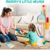 Kids Cleaning Set, 8 Pcs Wooden Housekeeping Play Set Includes Broom Mop Duster Dustpan Brushes Rag and Organizing Stand, Cleaning Toys Gift for