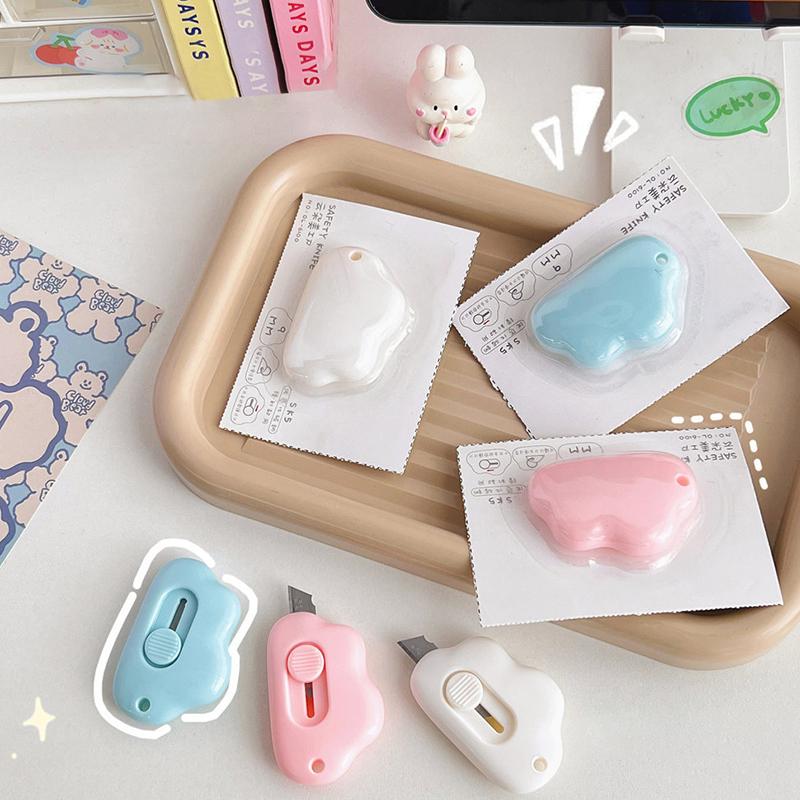 Cute Cloud Shape Mini Portable Utility Knife Paper Cutter Cutting Paper Razor Blade Office Stationery Cutting Supplies
