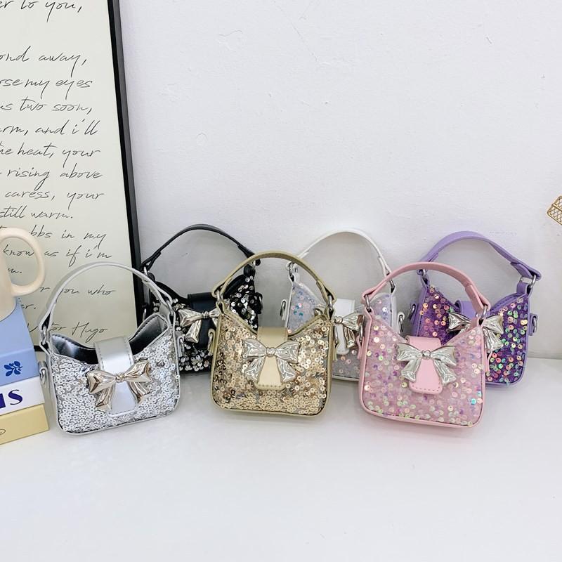 Girl Sweet Toddler Bow Sequin Chain Purse Butterfly Element Casual Use School
