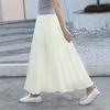 Solid Color Elasticwaist LooseA-Line Skirt Pure Color Elastic Waist Loose Long Dress