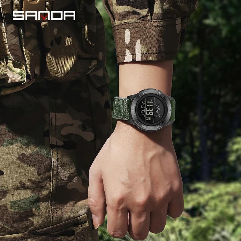 SANDA Electron Watch Nylon Strap Digital Display Multi Function Alarm Clock Countdown Watch Waterproof Military Sport Man Watch