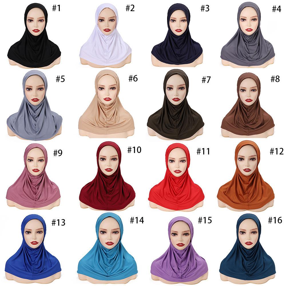 Malaysian Indonesian Bottom Cap Solid Color Gold Silk Lace Wrap Chin Convenient Headscarf tantHijabs