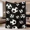 2026 New Arrival Flannel Blanket 1pc Contemporary Soccer Ball Pattern Flannel Throw Blanket - Digital Print, All-Season Multipurpose Cozy Blanket for 