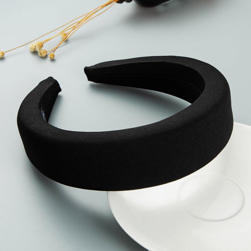 

Женская повязка на голову цвета макарон с широкими полями, простая толстая губка, однотонный обруч для волос для лица OneSize чёрный