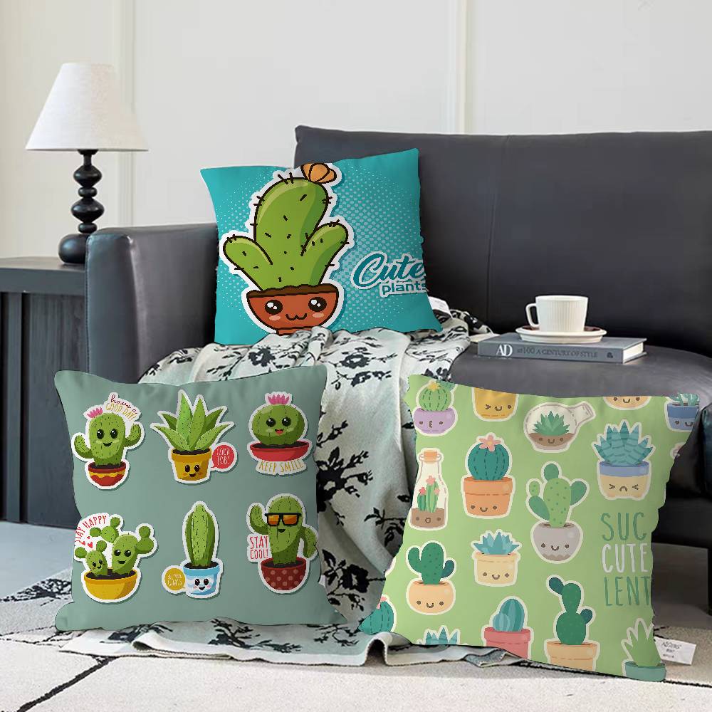 Niedlicher Cartoon Sukkulenten Kissenbezug Kissenbezug Deko Kissenbezug Bedruckter Kissenbezug für Couch