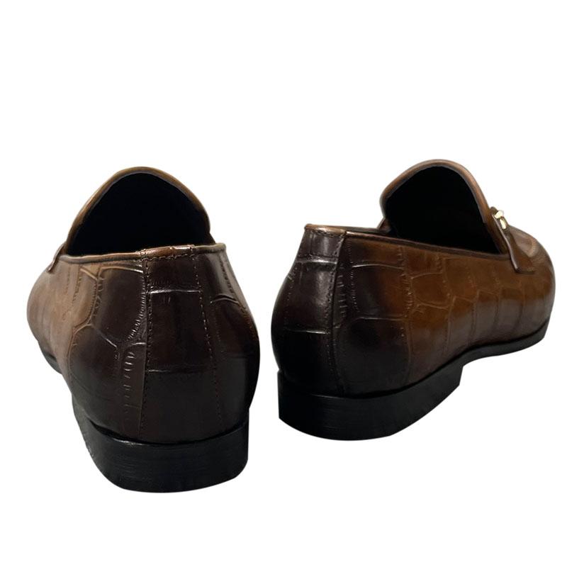 Fashion Men's Genuine Leather Loafers|Crocodile-Print Slip-On Shoes for Men|Pointed Toe Fashion Footwear|Comfortable Men's Dress Shoes