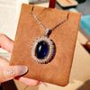 Light Luxury Pigeon Blood Ruby Set Exaggerated Pigeon Egg Zircon Necklace Pendant Colored Treasure Earrings Royal Blue Ring Woman