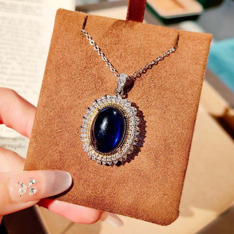 Light Luxury Pigeon Blood Ruby Set Exaggerated Pigeon Egg Zircon Necklace Pendant Colored Treasure Earrings Royal Blue Ring Woman