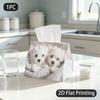 1pc Tissue Box, Gentle Style Fluffy Puppies Warm Cozy Pattern, 2D Flat Printing, Keeps Dust Out, Machine Washable, Tissue Bag, for Kitchen Counters, 2