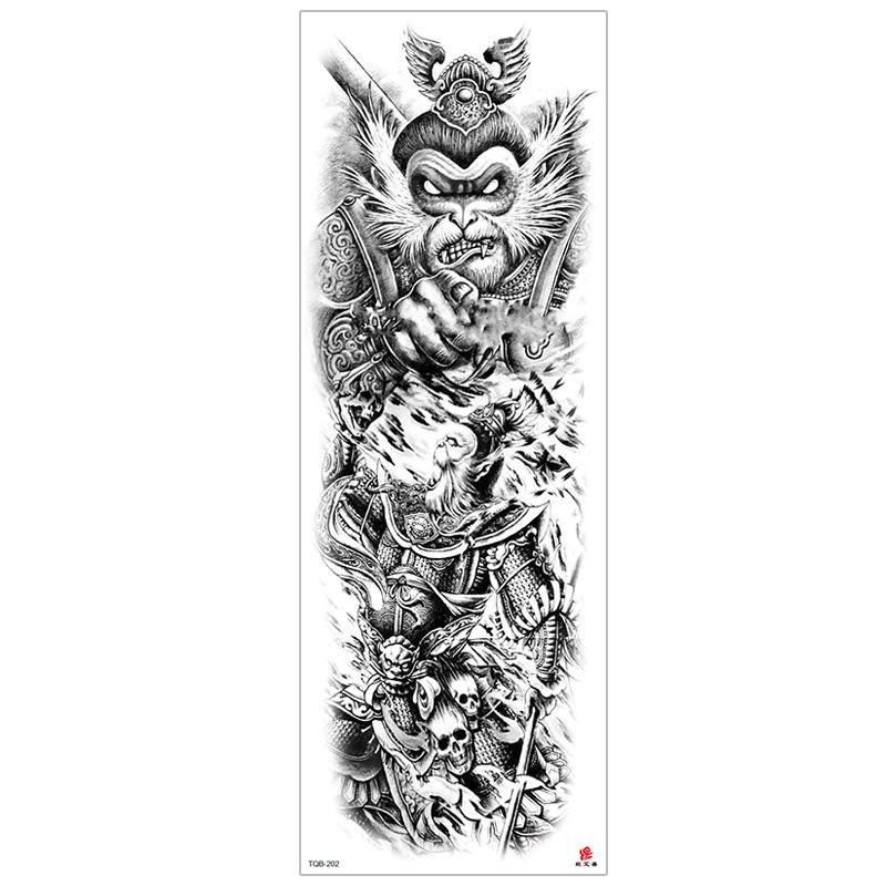 New Waterproof Full Arm Tattoo Stickers – Large Floral & Lion Design, Cross-Style, Hot Selling