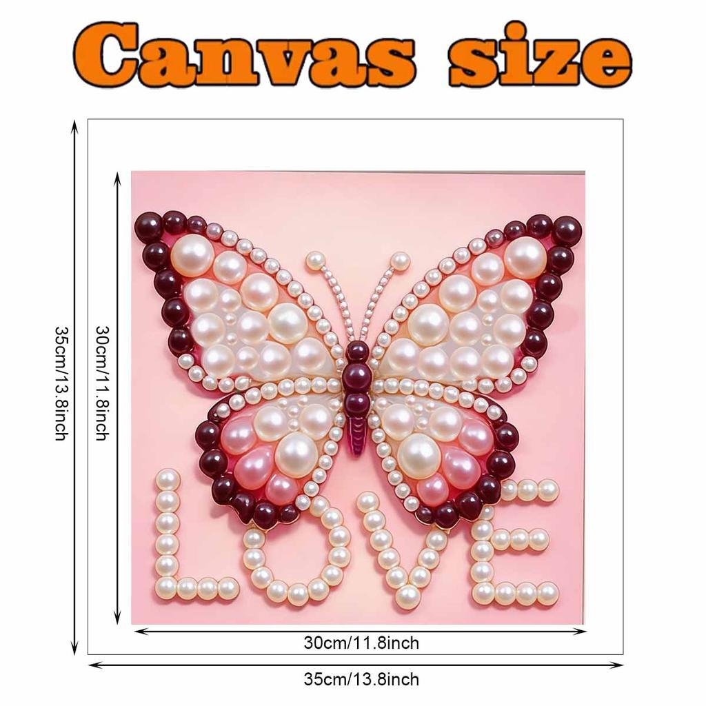 Butterfly and Love Full 5D DIY Pearl Gem Art Diamond Painting Kits for Adults/Beginners Gift Idea Home Decor 11.81x11.81in
