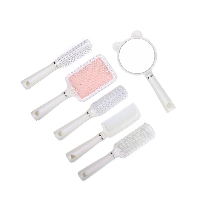 Portable Airbag Massage Comb & Handheld Makeup Mirror for Long Hair - Cushion & Curling Comb