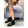 Cowhide~ Miu Wind Small Gold Coins Genuine Leather Thick-soled British Small Leather Shoes Women's One-pedal Lazy Flat-soled Single Shoes