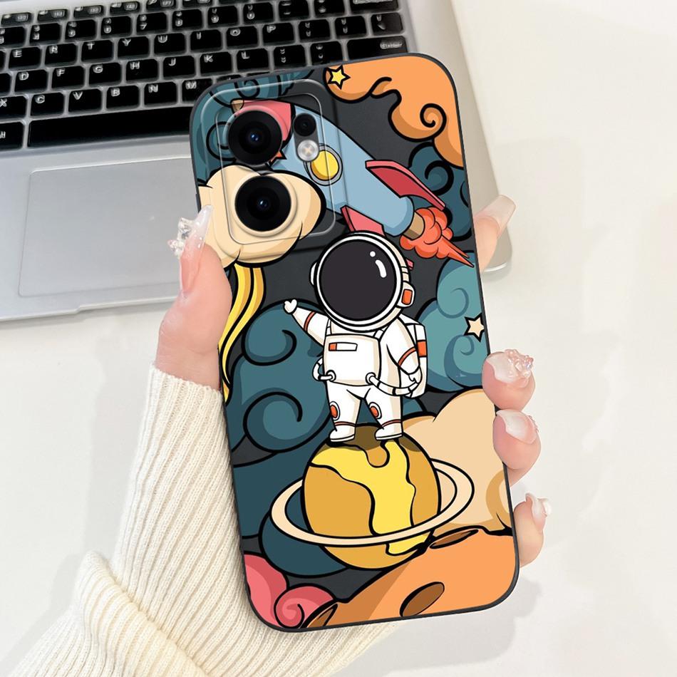For OPPO Reno13 F 4G 5G Reno13 Pro Cute Cartoon Astronaut Cat Phone Case Reno 13F 13 13Pro Soft Silicone Shockproof Cases