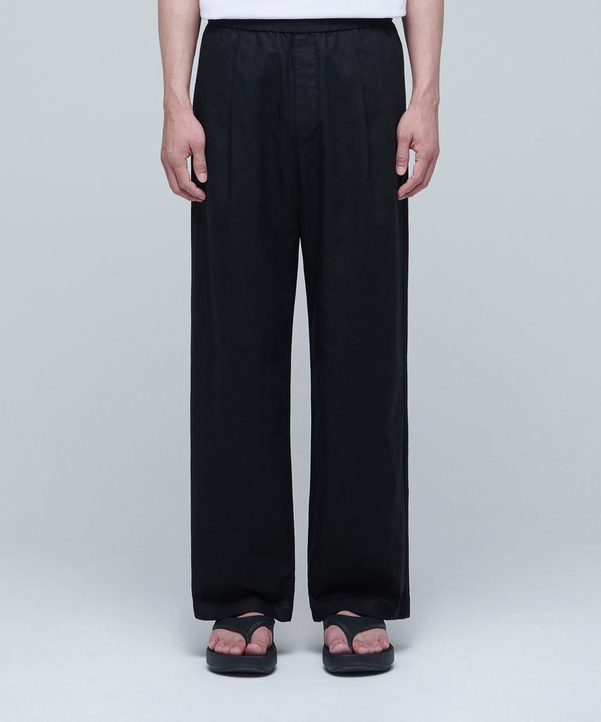 MUSINSA STANDARD Cotton Linen One-Pleat Wide Pants [Black]