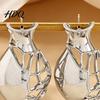 Statement Silver Jewelry for Women 1 Pair Flower Vase Earrings Women Retro Metal Hollow Shape Cool Atmospheric Earrings DIY Bouquets Floral