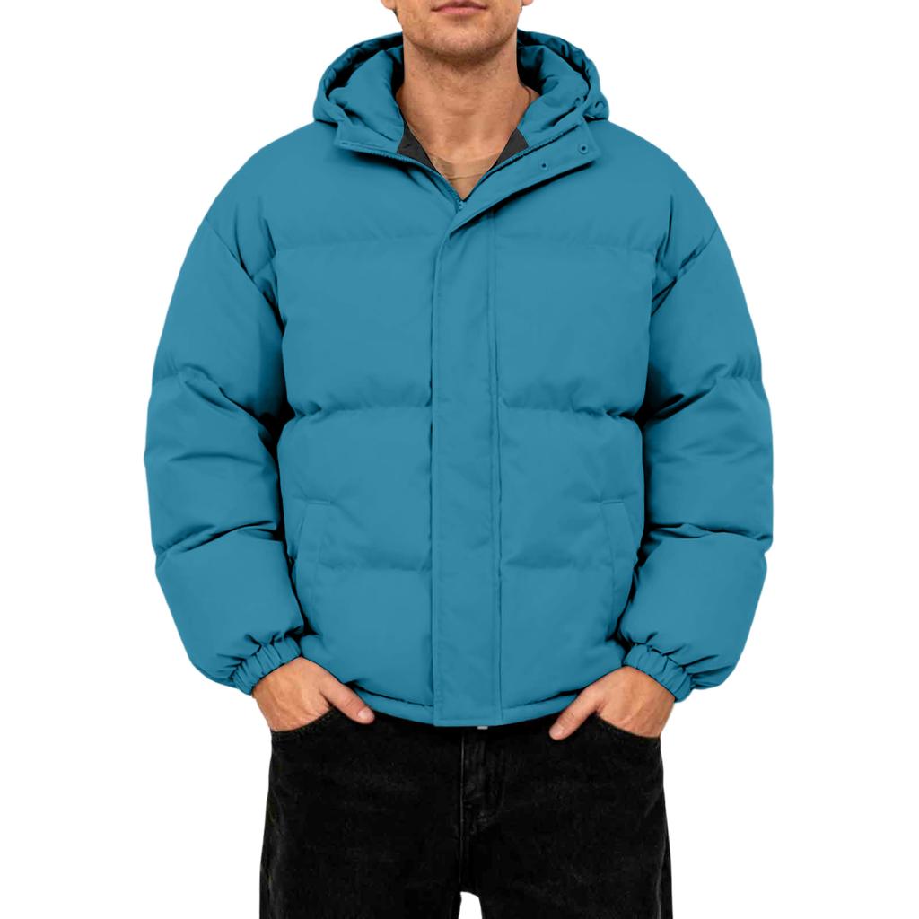 Herren Oversized Casual Daunenjacke mit langen Ärmeln und Kapuze