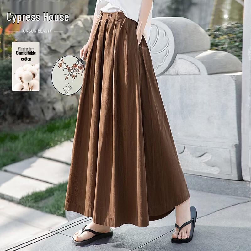 Women s High-Waisted Pure Cotton Wide-Leg Cropped Pants XL