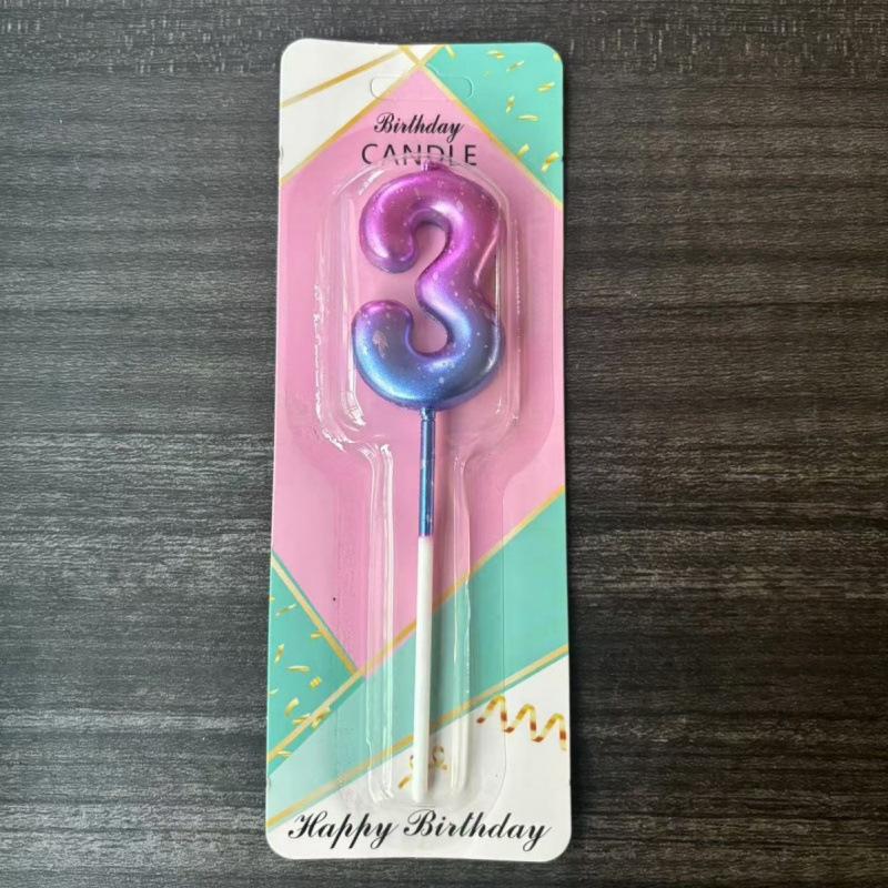 Ins Galaxy Gradient Digital Birthday Candle Ornament Pink Blue Purple Layout Party Cake Baking Plug-in Card
