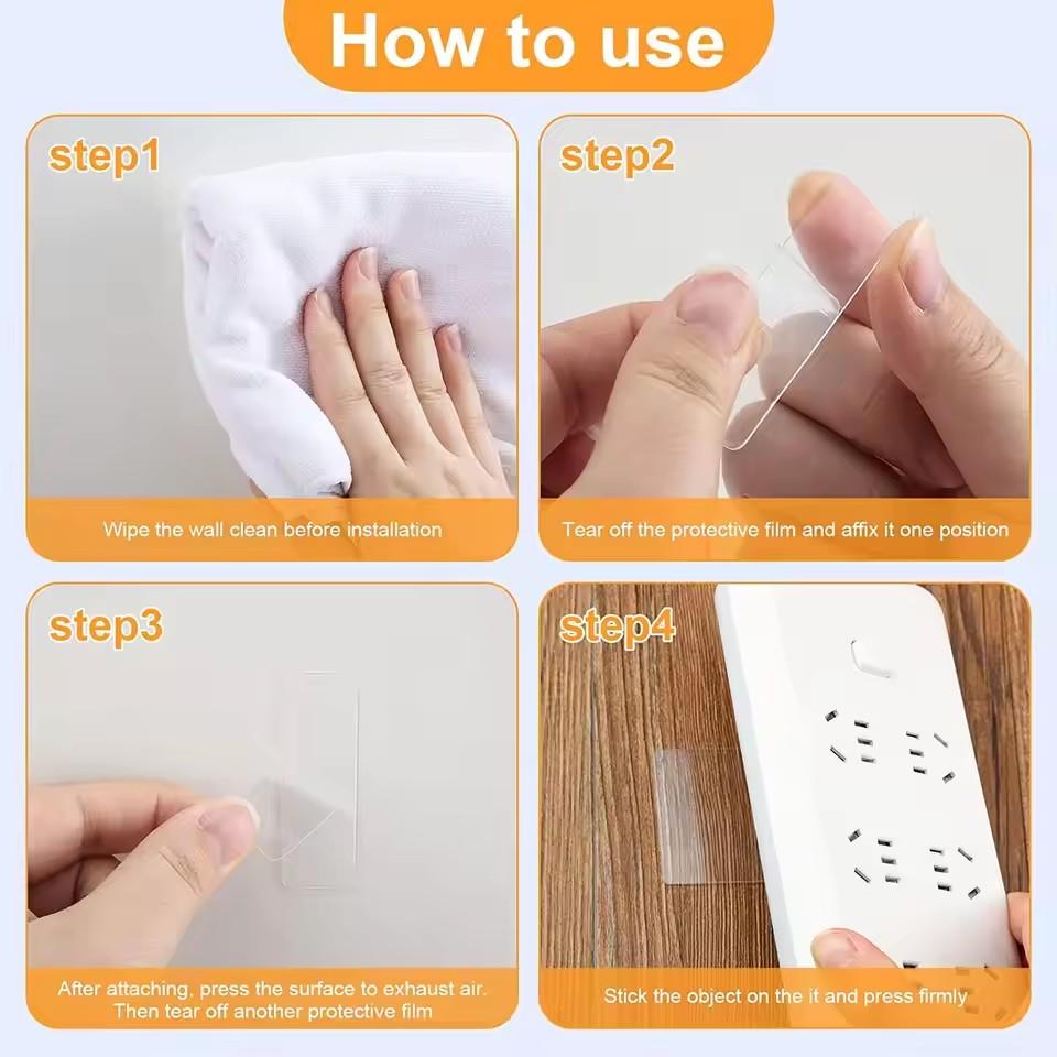 300Pcs Reusable Double Sided Adhesive Tape Multifunctional Waterproof Transparent Pvc Nano Tapes Office Home Supply