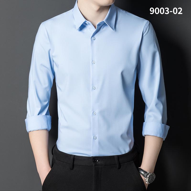 Męska koszula z długim rękawem z włókna bambusowego, elastyczna – nie wymaga prasowania, wielokolorowa, strój biznesowy casual