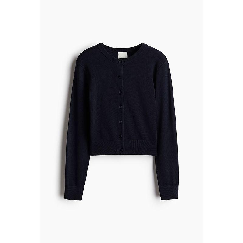 

HM Женская одежда Шерстяной свитер Летняя Ленивая Удобная Базовая футболка Короткий кардиган Тонкая Верхняя одежда 0579541 Navy 184 155/76